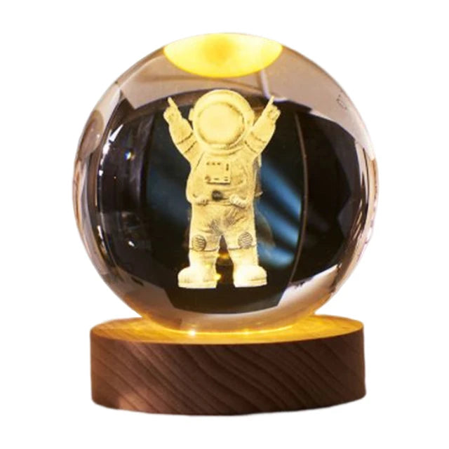 Crystal Ball Night Lights Glowing Planet Galaxy Astronaut 3D Moon Table Lamp USB Atmosphere Lamp Tabletop Decorations Kid Gifts