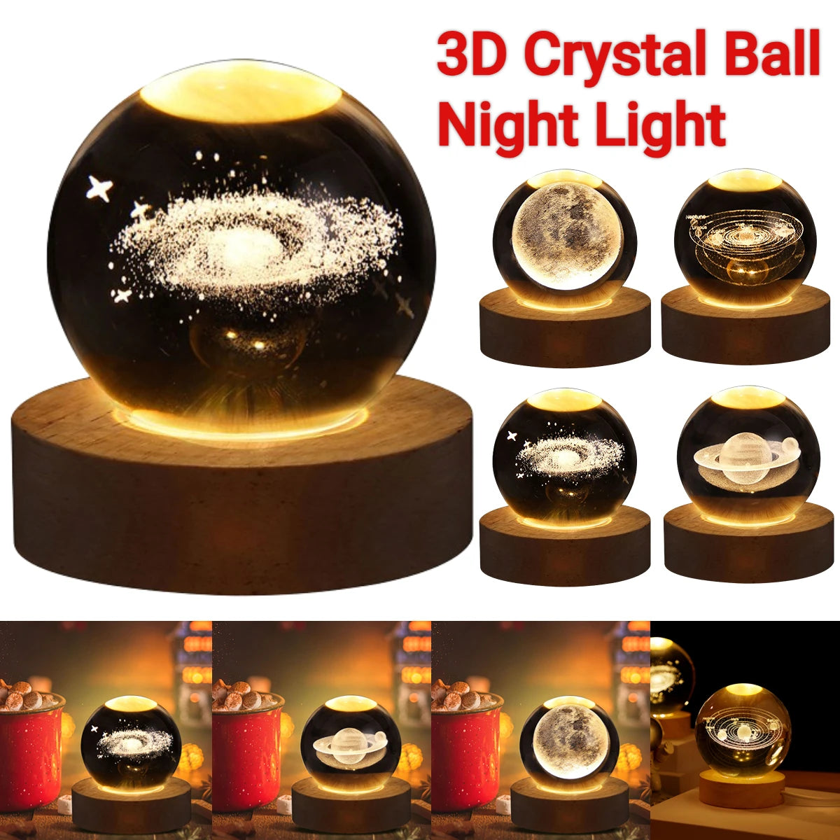 "Transform your bedroom with this USB LED Galaxy Crystal Ball Table Lamp! 🌌✨ Perfect for children's gifts and home decor. #NightLight #PlanetLamp"